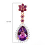 rose de france amethyst rhodolite garnet and white zircon earrings in 18k rose gold over sterling silver shown for size comparison