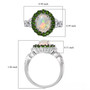 opal chrome diopside and zircon infinity shank halo ring in rhodium over sterling silver shown for size comparison