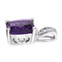 side view of amethyst and white zircon jewelry set in rhodium over sterling silver
