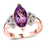 marquise rose de france amethyst and zircon ring in 18k rose gold over sterling silver