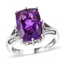 amethyst brown and white zircon ring in rhodium over sterling silver