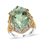 prasiolite and peridot ring in 18k yellow gold and rhodium over sterling silver