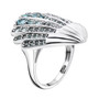 side view of blue apatite seashell ring in rhodium over sterling silver