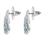 side view of blue apatite seashell earrings in rhodium over sterling silver