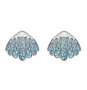 blue apatite seashell earrings in rhodium over sterling silver
