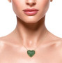 green cubic zirconia pave heart cluster necklace in 18k yellow gold over sterling silver worn around the neck