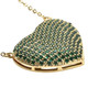side view of green cubic zirconia pave heart cluster necklace in 18k yellow gold over sterling silver