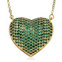 green cubic zirconia pave heart cluster necklace in 18k yellow gold over sterling silver