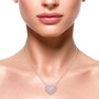 pink cubic zirconia pave heart cluster necklace in 18k rose gold over sterling silver worn around the neck