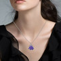 purple jade carved buddha and multi gemstone pendant necklace in rhodium over sterling silver worn around the neck