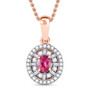 mahenge spinel and diamond halo pendant necklace in 18k rose gold over sterling silver