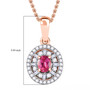 mahenge spinel and diamond halo pendant necklace in 18k rose gold over sterling silver shown for size comparison