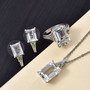 prasiolite and peridot jewelry set in rhodium over sterling silver shown in a lifestyle photo