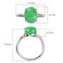 green jade oval two-tone solitaire ring in 18k yellow gold and rhodium over sterling silver shown for size comparison