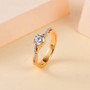 diamond engagement ring in 18k yellow gold shown in a lifestyle photo