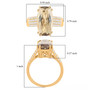turkizite and diamond solitaire ring in 18k yellow gold shown for size comparison