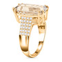 side view of turkizite and diamond solitaire ring in 18k yellow gold