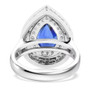 back view of ceylon sapphire and diamond triple halo ring in 950 platinum