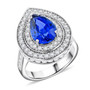 ceylon sapphire and diamond triple halo ring in 950 platinum