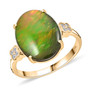 canadian ammolite and diamond 10k yellow gold ring