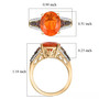 fire opal padparadscha champagne and white diamond 10k yellow gold ring shown for size comparison