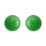 green jade round bead floating necklace and stud earrings set in 14k yellow gold