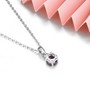 back view of rhodolite garnet 5mm round solitaire necklace in rhodium over sterling silver
