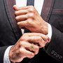 turkizite diaspore latticework gents ring in solid 10k yellow gold worn on a hand