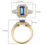 tanzanite yellow and white diamond halo ring in 10k yellow gold shown for size comparison