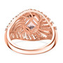 back view of morganite and white zircon ring in 18k rose gold over sterling silver