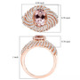 morganite and white zircon ring in 18k rose gold over sterling silver shown for size comparison