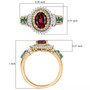 rubellite tourmaline colombian emerald yellow and white diamond ring in 10k yellow gold shown for size comparison