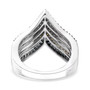 back view of multi color diamond chevron ring in rhodium over sterling silver