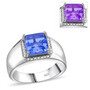 color change fluorite and white zircon gents ring in rhodium over sterling silver