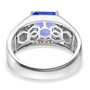 back view of color change fluorite and white zircon gents ring in rhodium over sterling silver