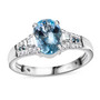 aquamarine blue and white diamond ring in 14k white gold