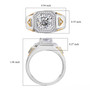 strontium titanate and moissanite 18k yellow gold and rhodium over sterling silver gents ring shown for size comparison