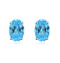 swiss blue topaz 6x4mm oval studs in rhodium over 925 sterling silver