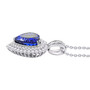 side view of tanzanite and diamond heart 950 platinum pendant necklace
