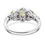 back view of green tourmaline trilogy ring 18k yellow gold and rhodium over sterling silver