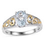 aquamarine solitaire two-tone 18k yellow gold and rhodium over sterling silver ring