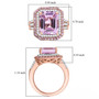 kunzite pink sapphire and zircon double halo 18k rose gold over sterling silver ring shown for size comparison