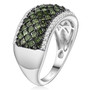 green and white diamond cluster band ring in 10k white gold side profile