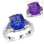 color change fluorite tanzanite and zircon rhodium over sterling silver ring