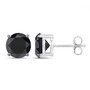 side view of black diamond 14k white gold round stud earrings