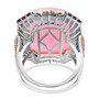 full view of pink jade and rhodolite garnet two-tone 18k rose gold and rhodium over sterling silver ring