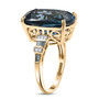 london blue topaz blue and white diamond cushion ring in 10k yellow gold side profile