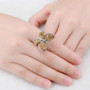 gold druzy quartz butterfly ring in rhodium over sterling silver