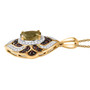 side view of yellow apatite brown and white zircon pendant necklace in 18k yellow gold over sterling silver