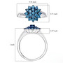 lab grown blue and white diamond rhodium over sterling silver ring shown for size comparison